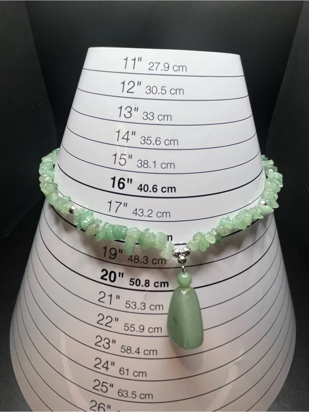 Vintage Green Aventurine Chip Necklace with Aventurine Pendant 20” Natural Stone